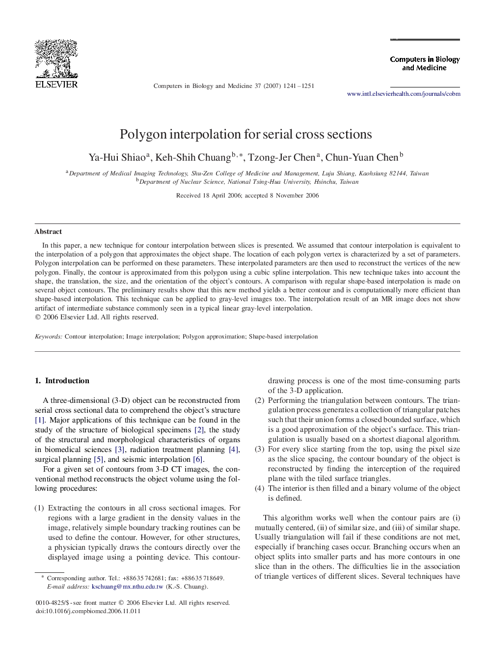 Polygon interpolation for serial cross sections