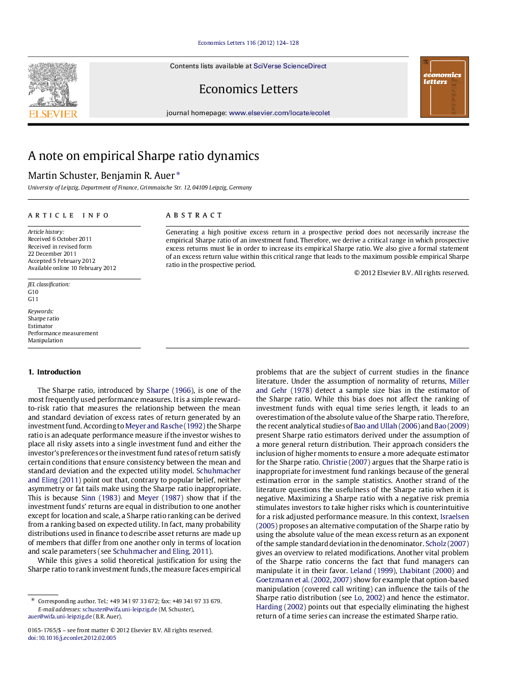 A note on empirical Sharpe ratio dynamics