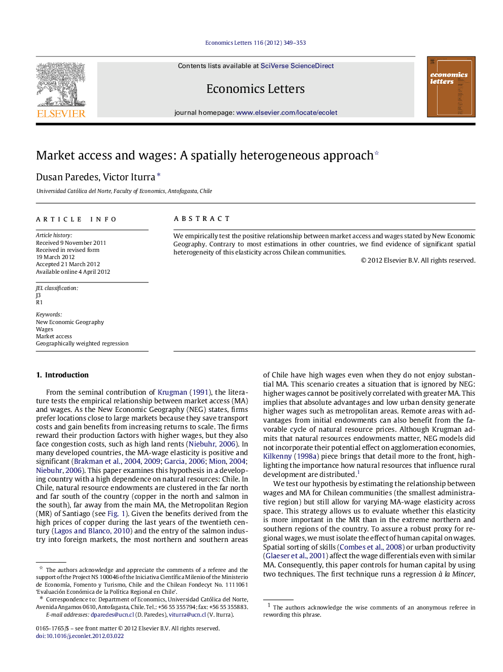 Market access and wages: A spatially heterogeneous approach