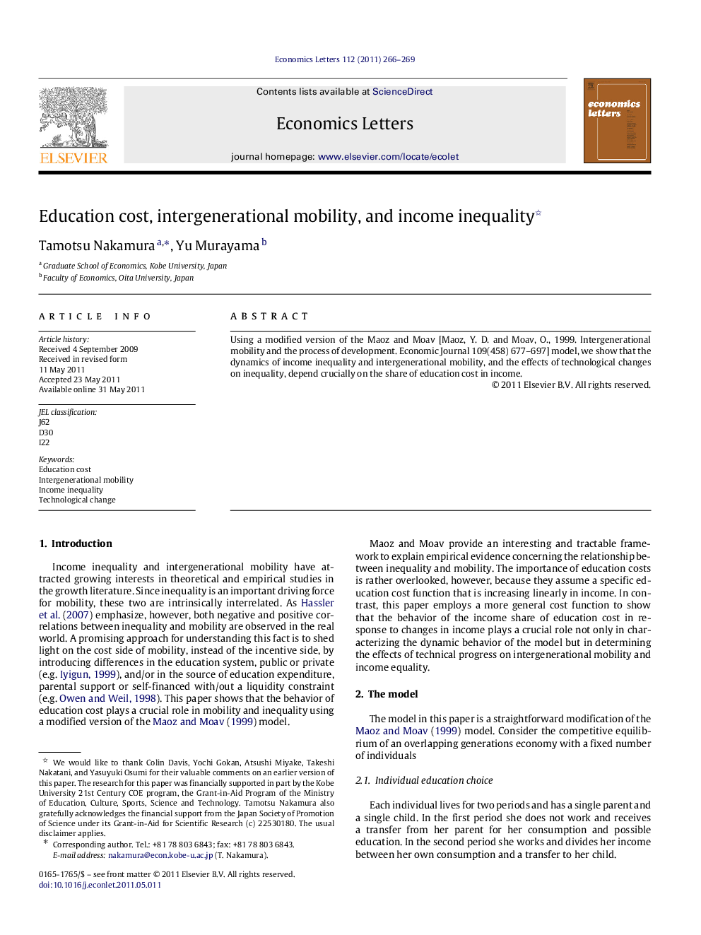 Education cost, intergenerational mobility, and income inequality