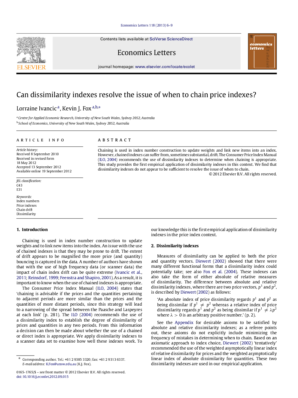 Can dissimilarity indexes resolve the issue of when to chain price indexes?