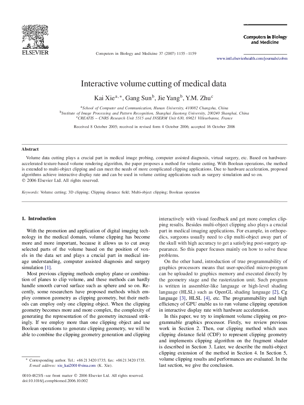 Interactive volume cutting of medical data