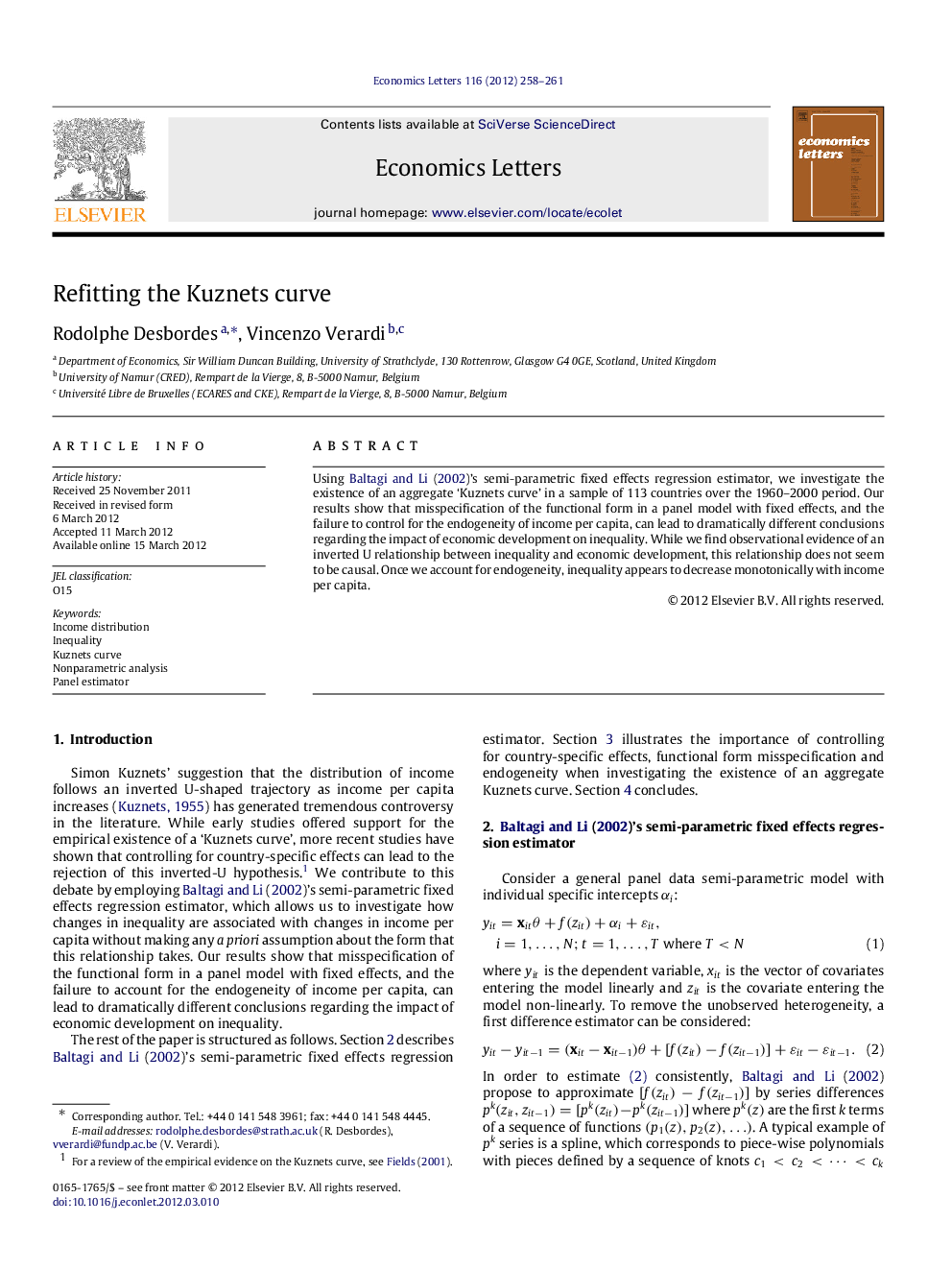 Refitting the Kuznets curve