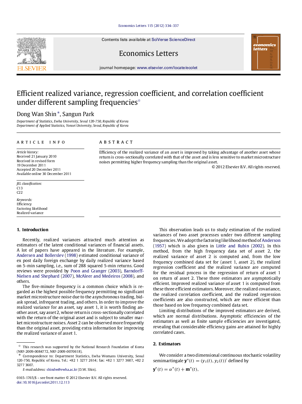 Efficient realized variance, regression coefficient, and correlation coefficient under different sampling frequencies