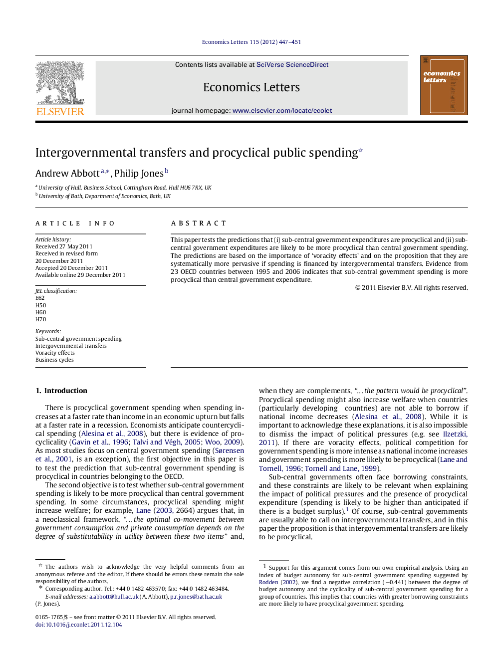 Intergovernmental transfers and procyclical public spending