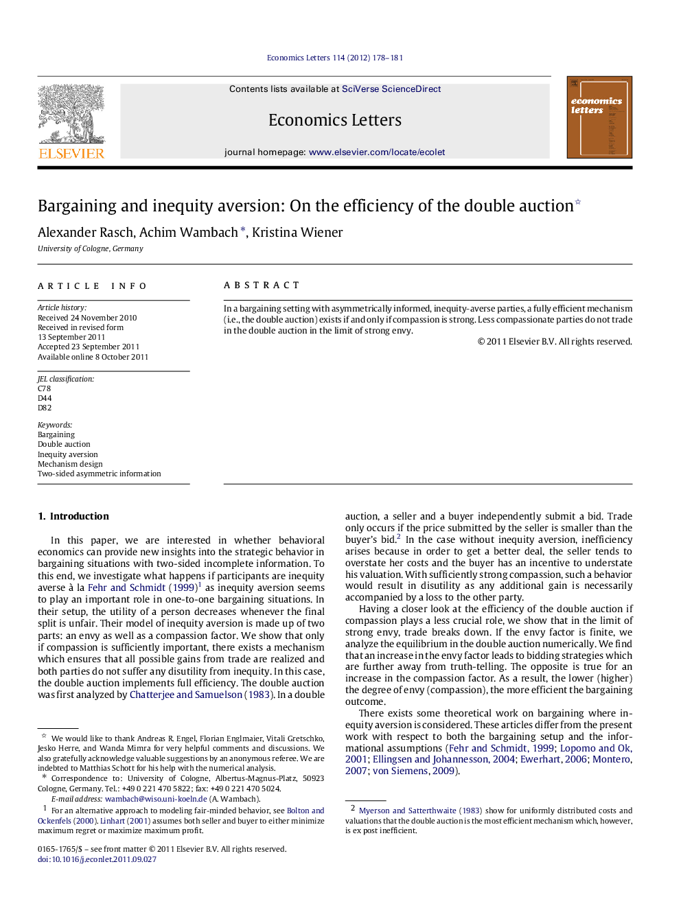 Bargaining and inequity aversion: On the efficiency of the double auction