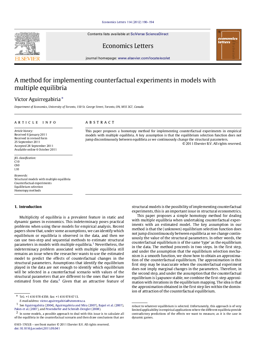 A method for implementing counterfactual experiments in models with multiple equilibria