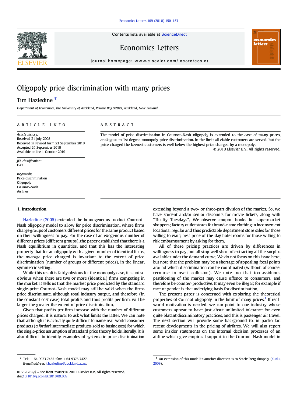 Oligopoly price discrimination with many prices