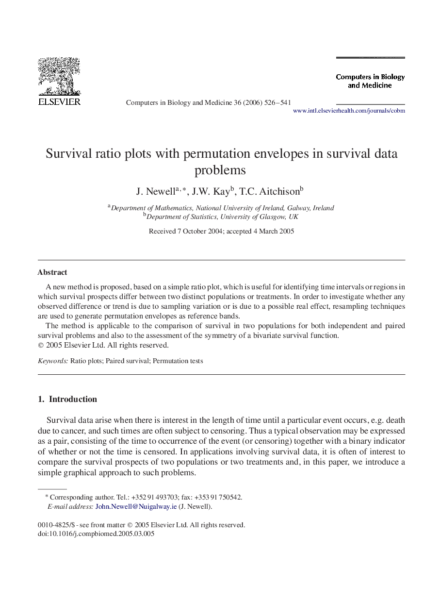 Survival ratio plots with permutation envelopes in survival data problems