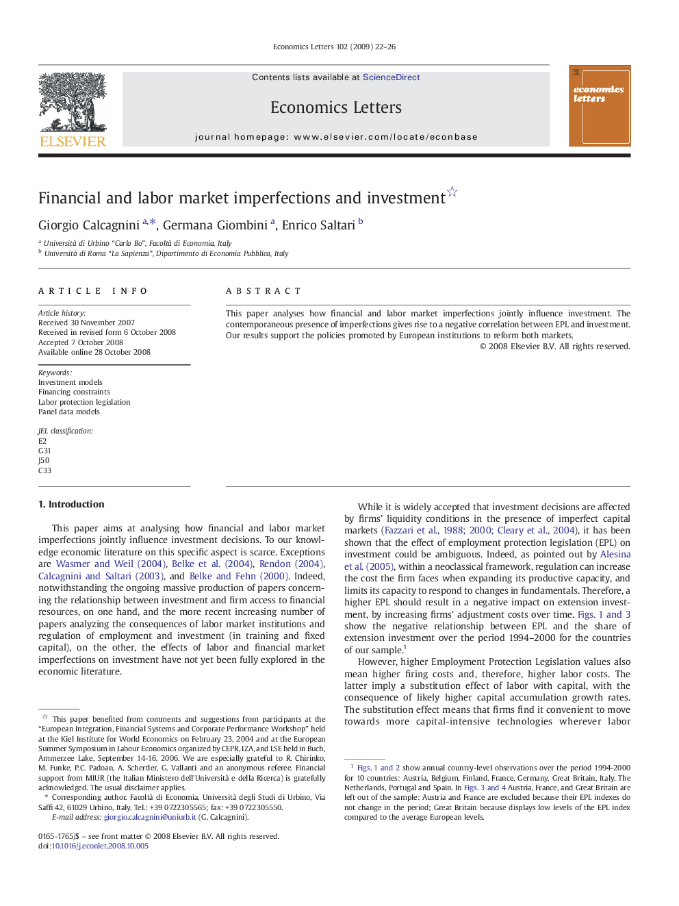 Financial and labor market imperfections and investment