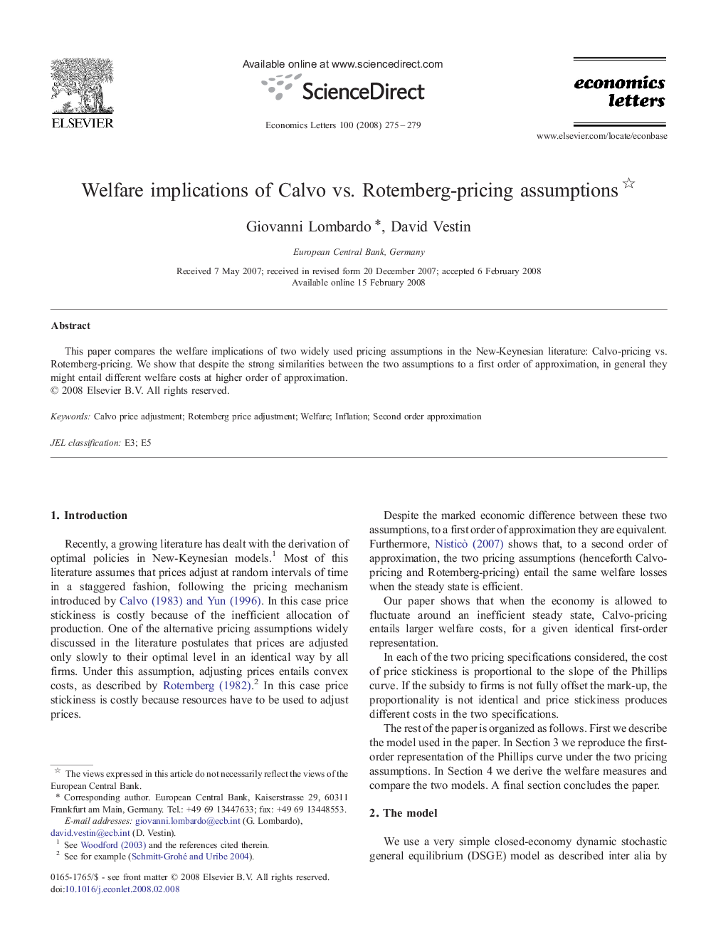 Welfare implications of Calvo vs. Rotemberg-pricing assumptions