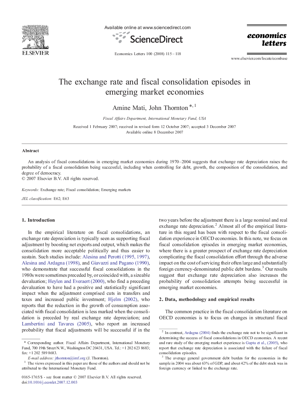 The exchange rate and fiscal consolidation episodes in emerging market economies