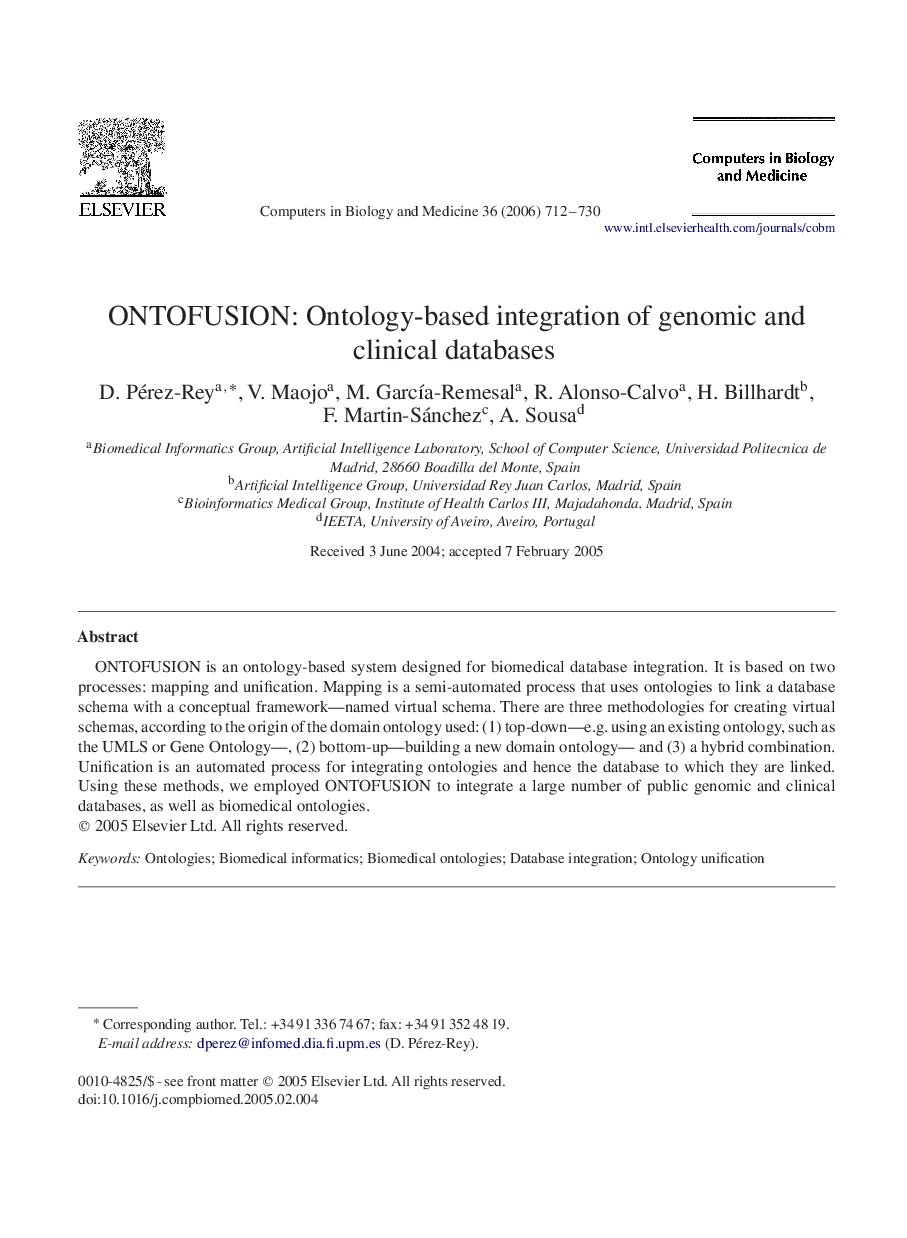 ONTOFUSION: Ontology-based integration of genomic and clinical databases