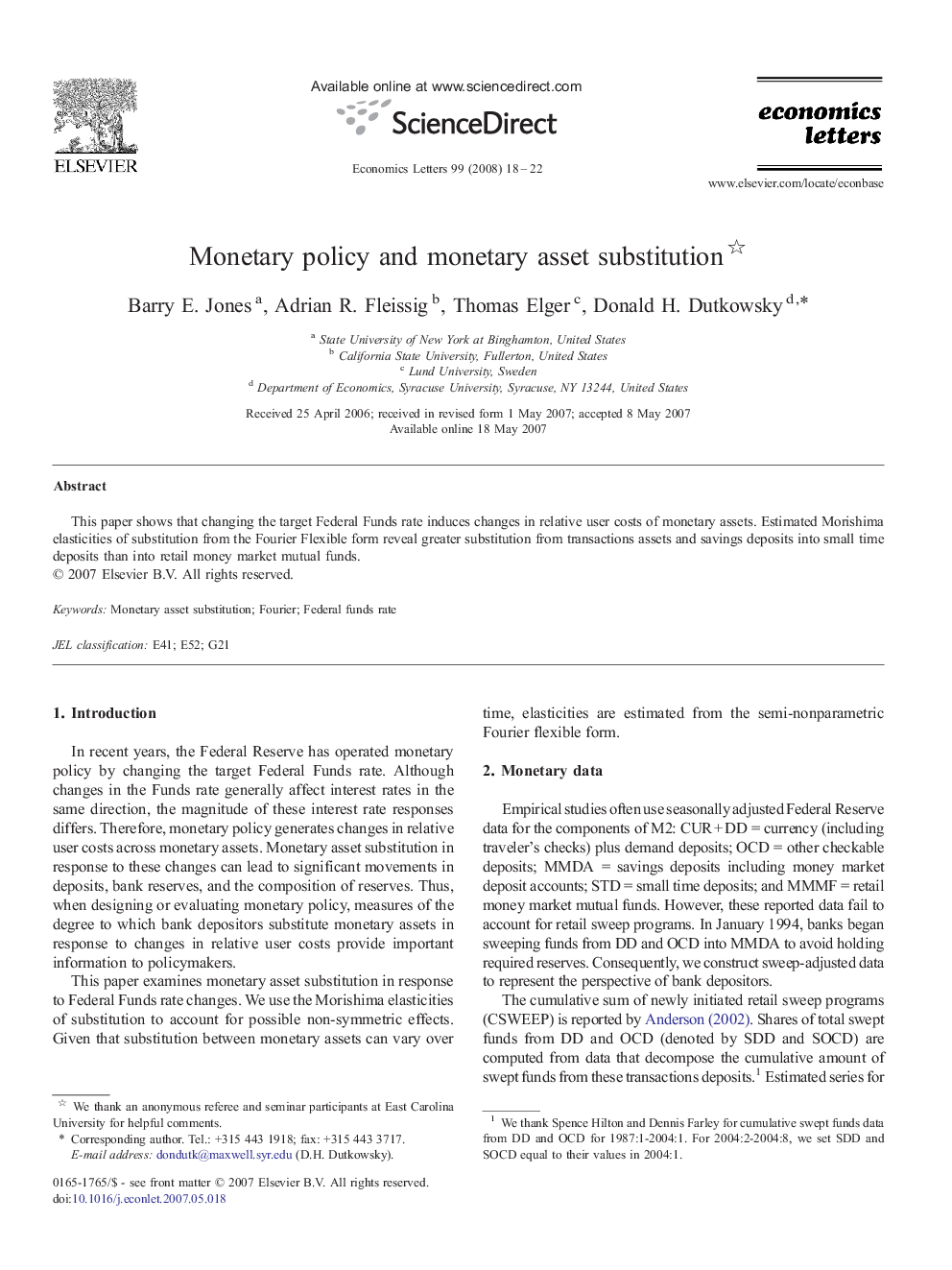 Monetary policy and monetary asset substitution