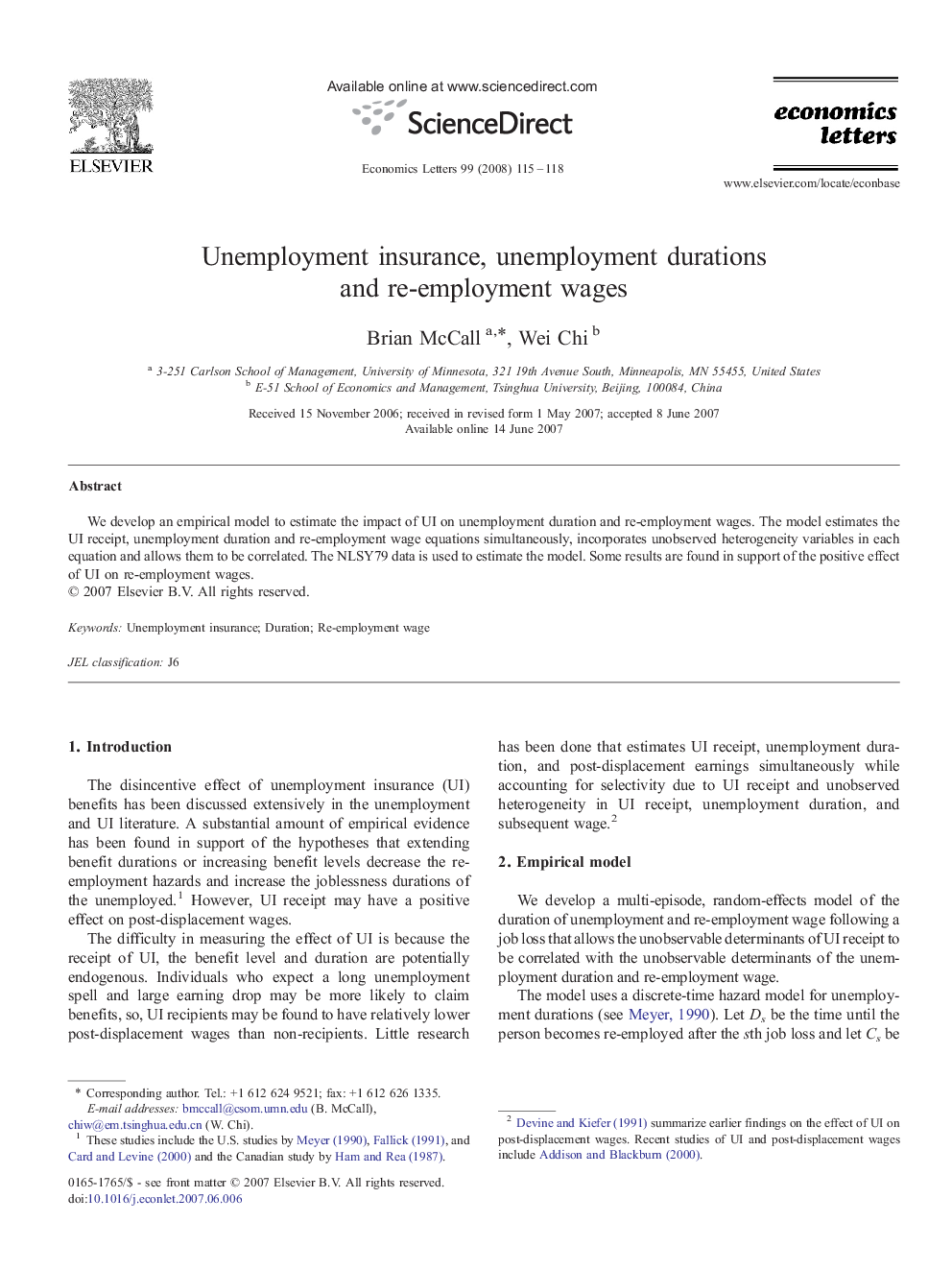 Unemployment insurance, unemployment durations and re-employment wages