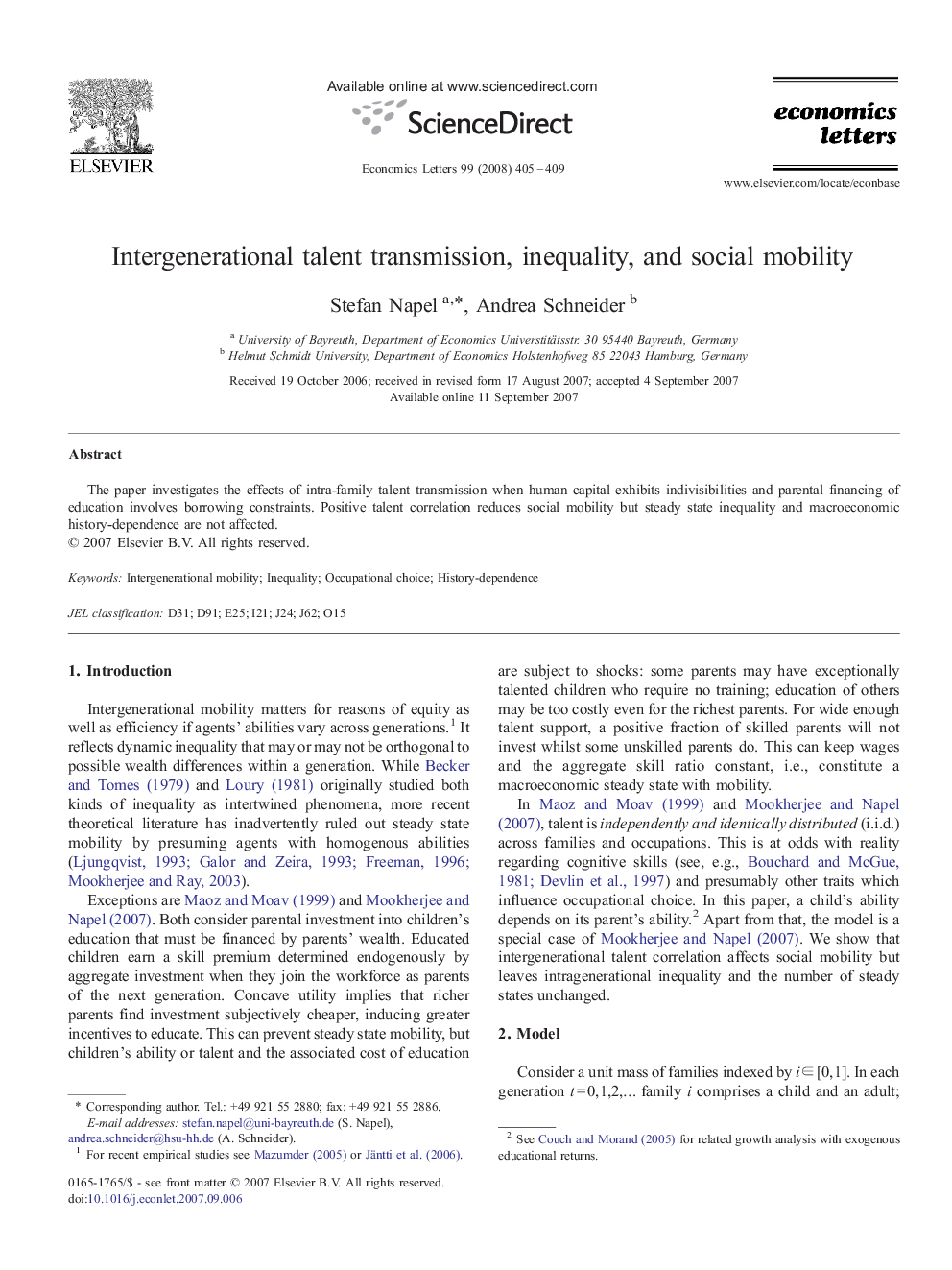 Intergenerational talent transmission, inequality, and social mobility