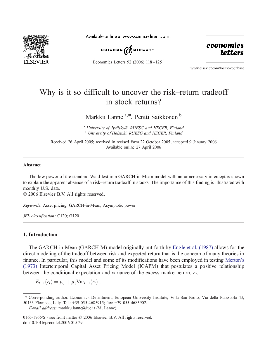 Why is it so difficult to uncover the risk-return tradeoff in stock returns?