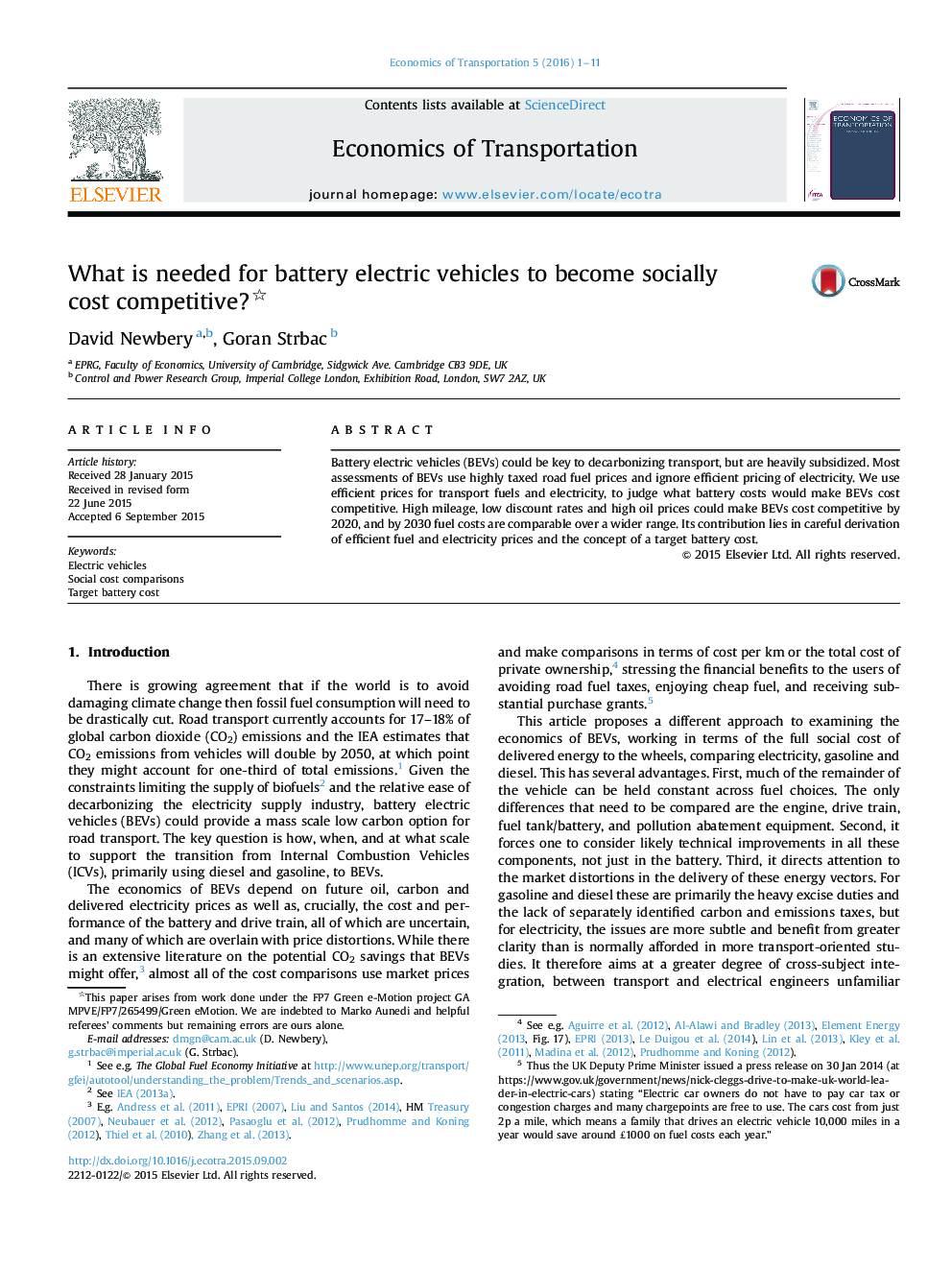 What is needed for battery electric vehicles to become socially cost competitive?