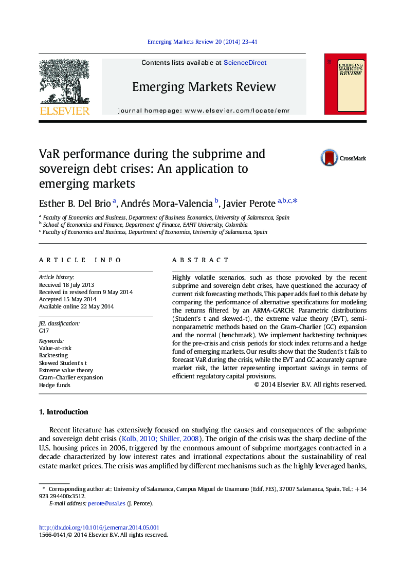 VaR performance during the subprime and sovereign debt crises: An application to emerging markets