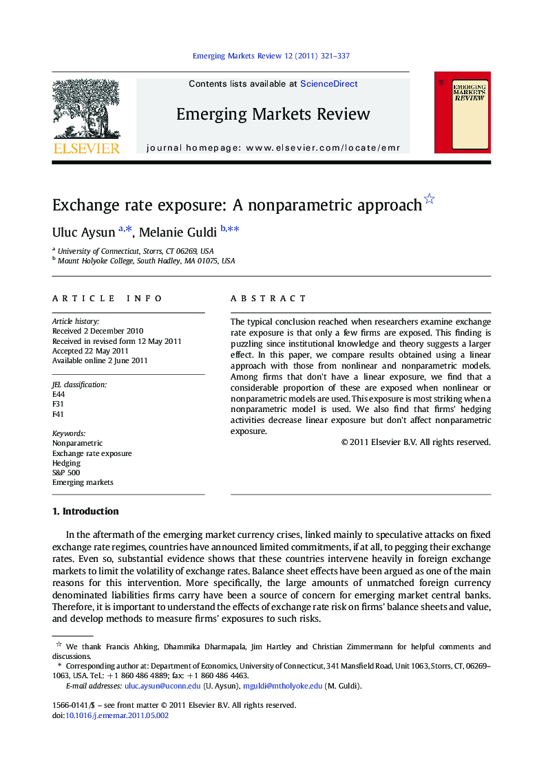 Exchange rate exposure: A nonparametric approach