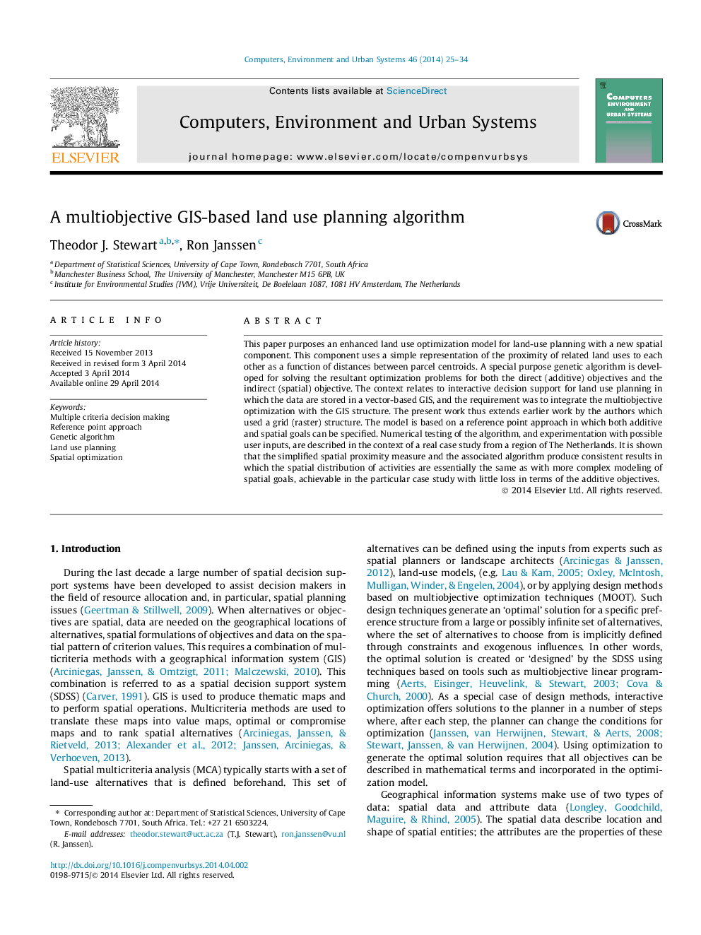 A multiobjective GIS-based land use planning algorithm