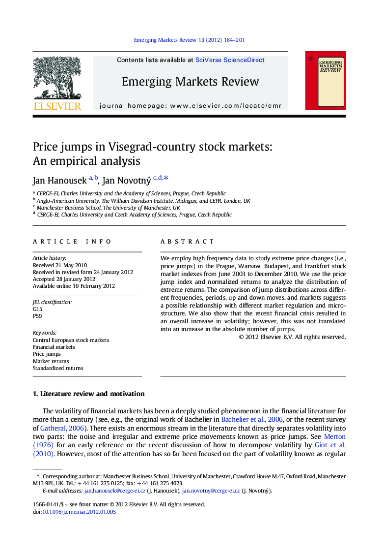 Price jumps in Visegrad-country stock markets: An empirical analysis