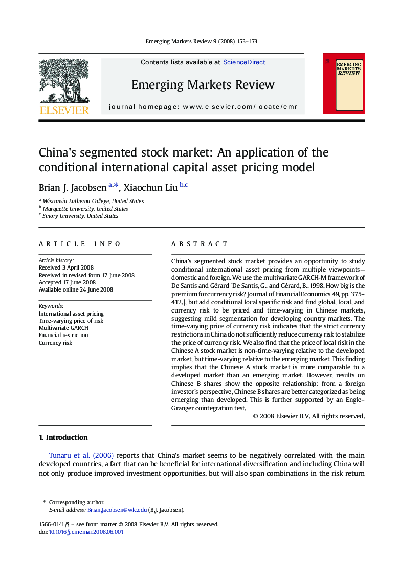 China's segmented stock market: An application of the conditional international capital asset pricing model