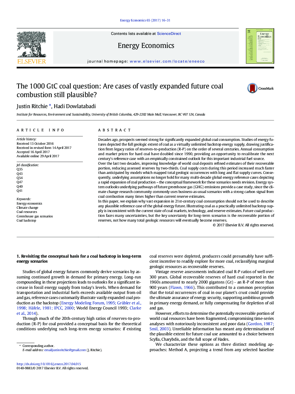 The 1000 GtC coal question: Are cases of vastly expanded future coal combustion still plausible?