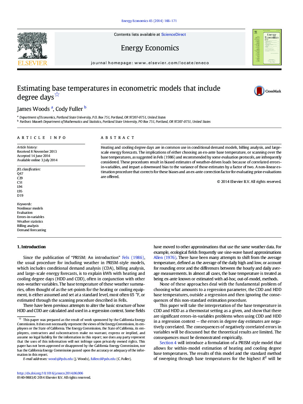 Estimating base temperatures in econometric models that include degree days