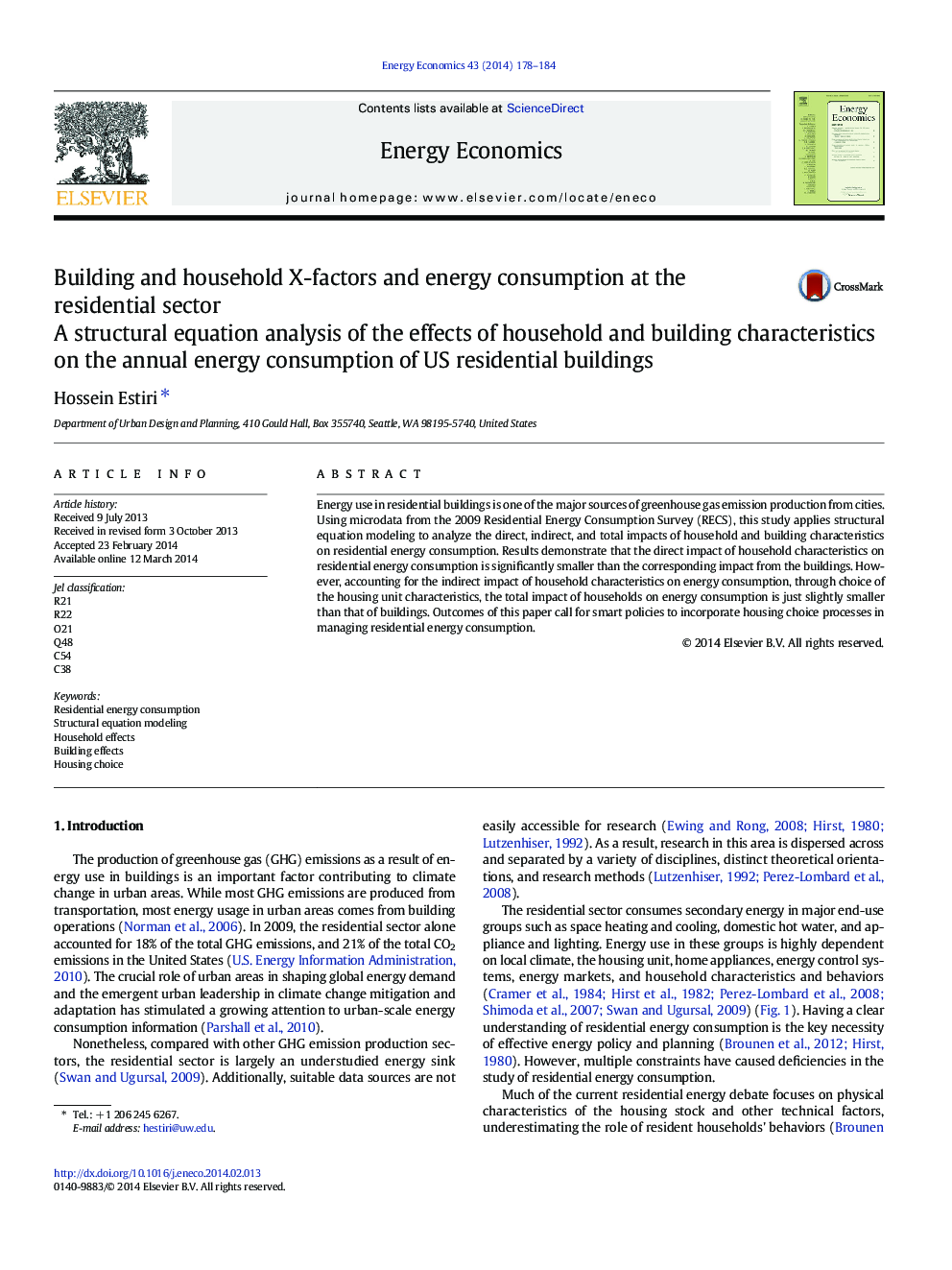 Building and household X-factors and energy consumption at the residential sector: A structural equation analysis of the effects of household and building characteristics on the annual energy consumption of US residential buildings