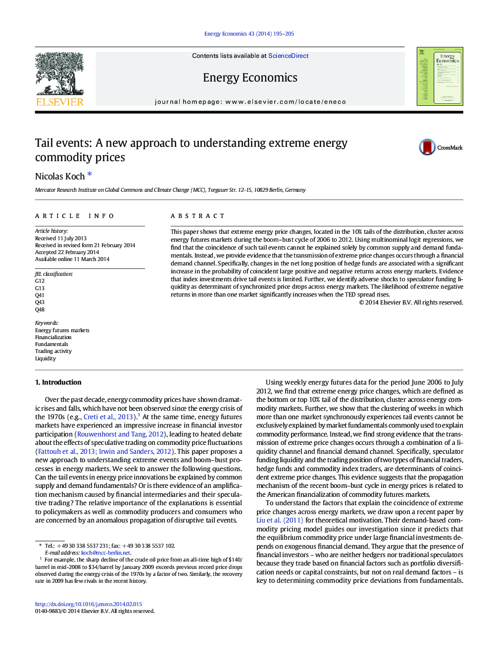 رویدادهای دم: یک رویکرد جدید برای درک فرآورده های قیمت مواد انرژی 