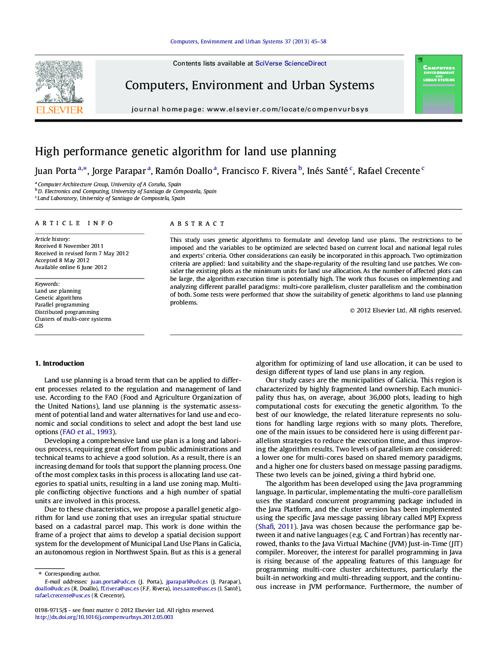 High performance genetic algorithm for land use planning