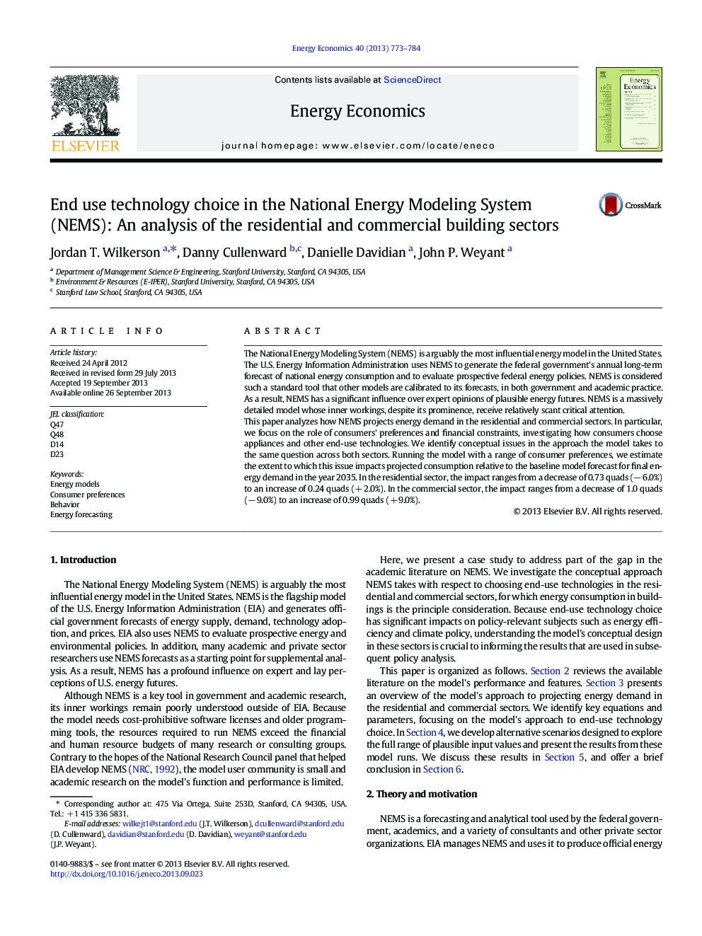 عکس صفحه اول مقاله: End use technology choice in the National Energy Modeling System (NEMS): An analysis of the residential and commercial building sectors End use technology choice in the National Energy Modeling System (NEMS): An analysis of the residential and commercial building sectors
