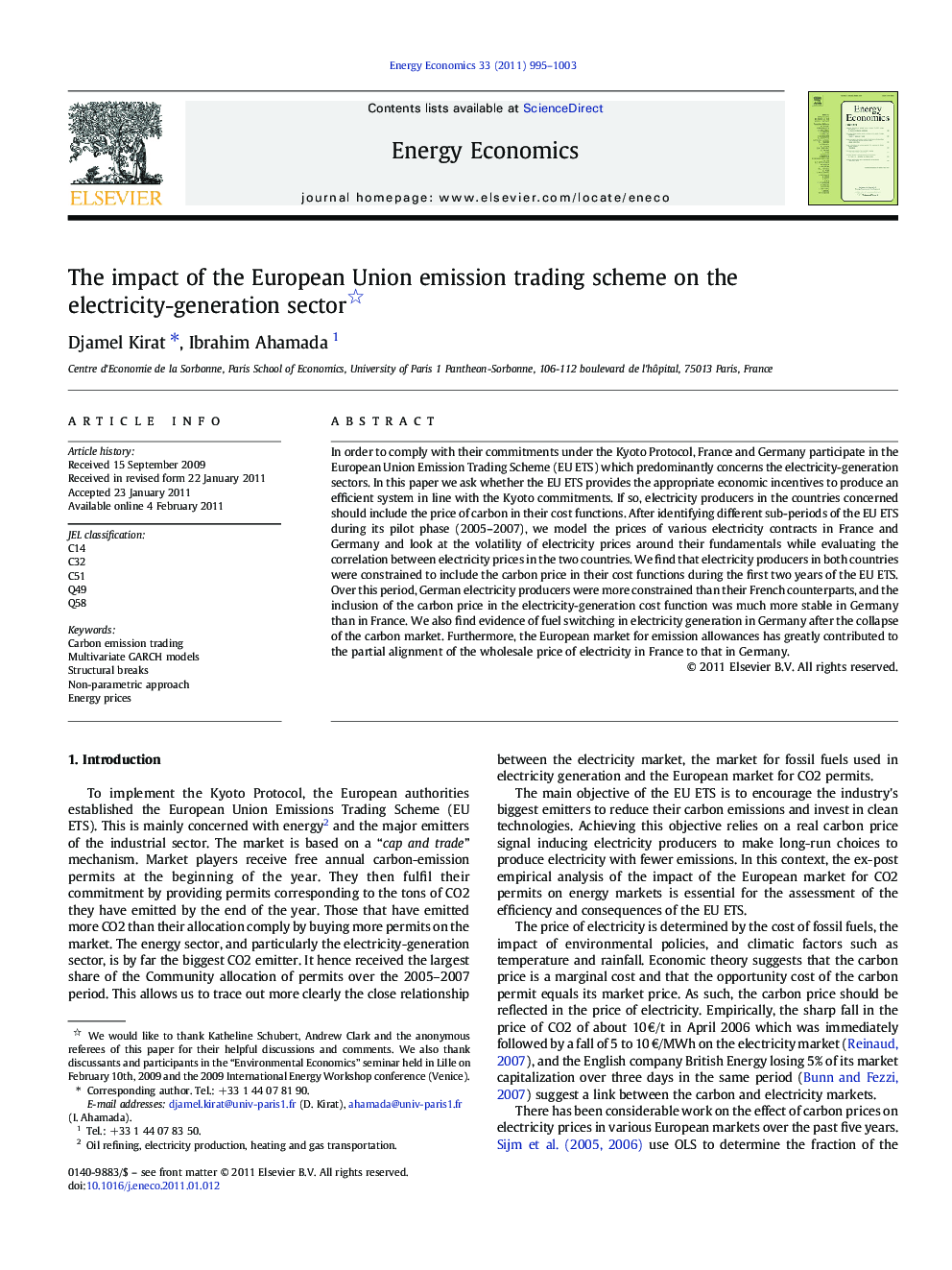 The impact of the European Union emission trading scheme on the electricity-generation sector