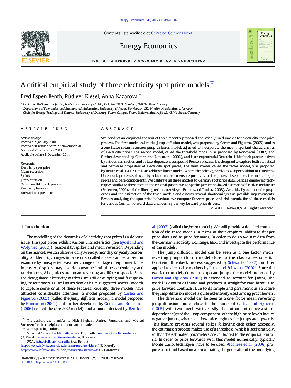 A critical empirical study of three electricity spot price models