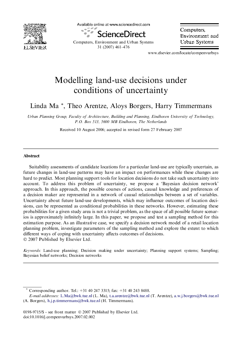 Modelling land-use decisions under conditions of uncertainty