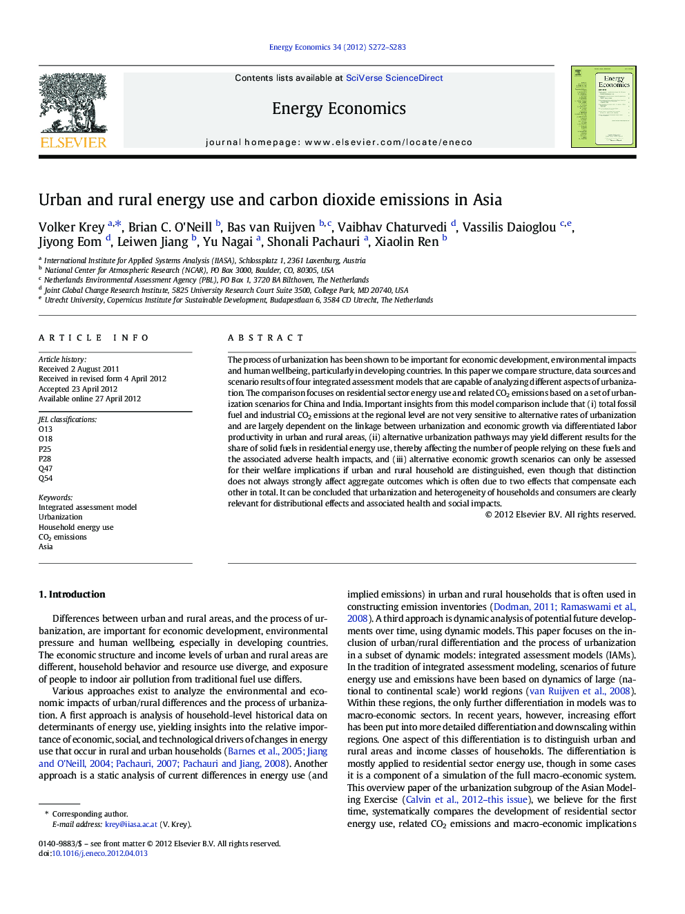 Urban and rural energy use and carbon dioxide emissions in Asia