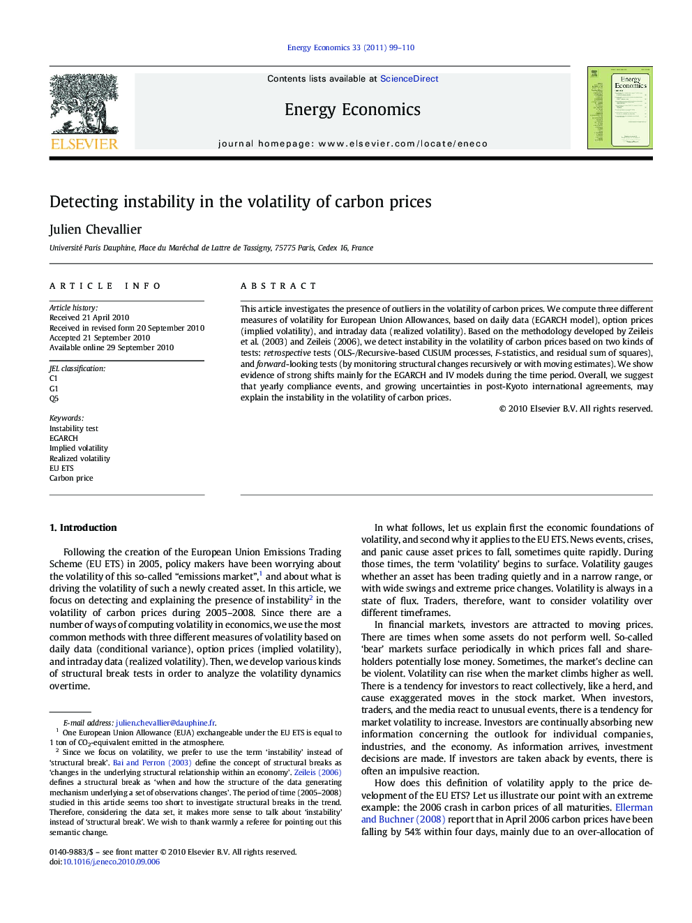 Detecting instability in the volatility of carbon prices