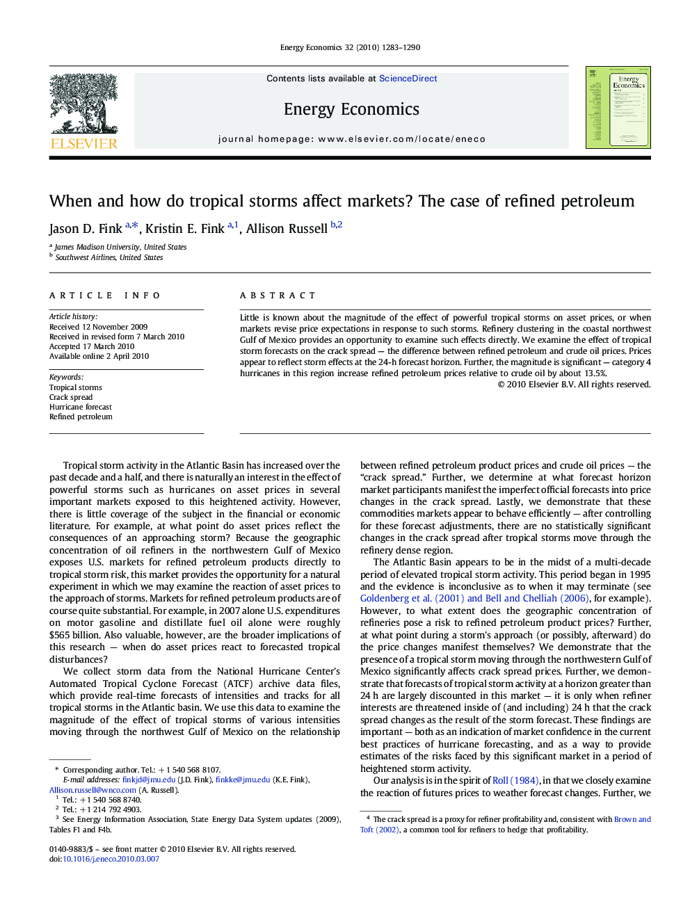 When and how do tropical storms affect markets? The case of refined petroleum