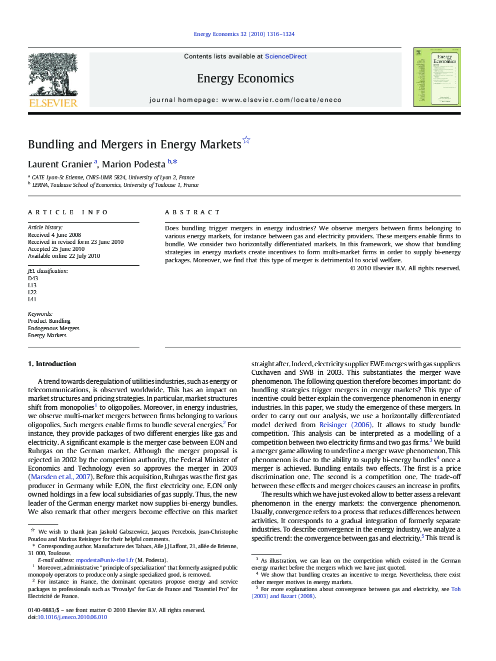 Bundling and Mergers in Energy Markets