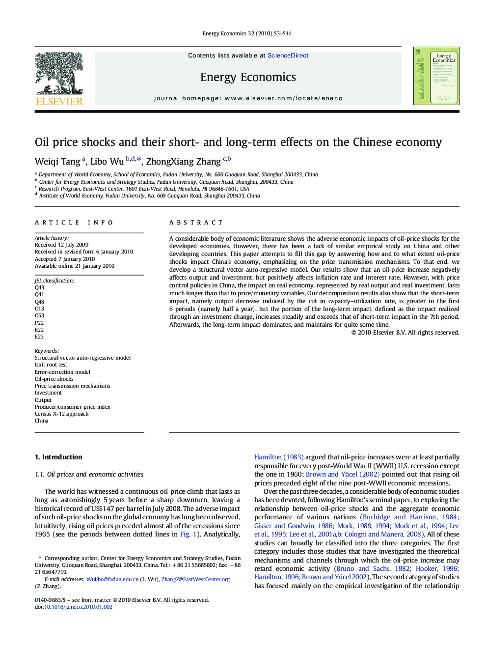 Oil price shocks and their short- and long-term effects on the Chinese economy