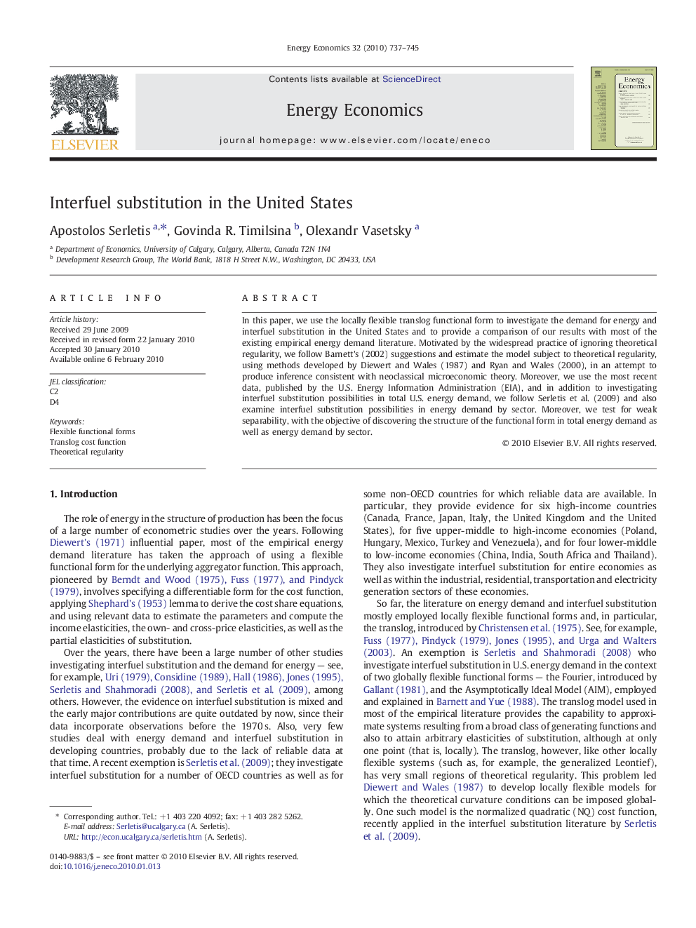 Interfuel substitution in the United States