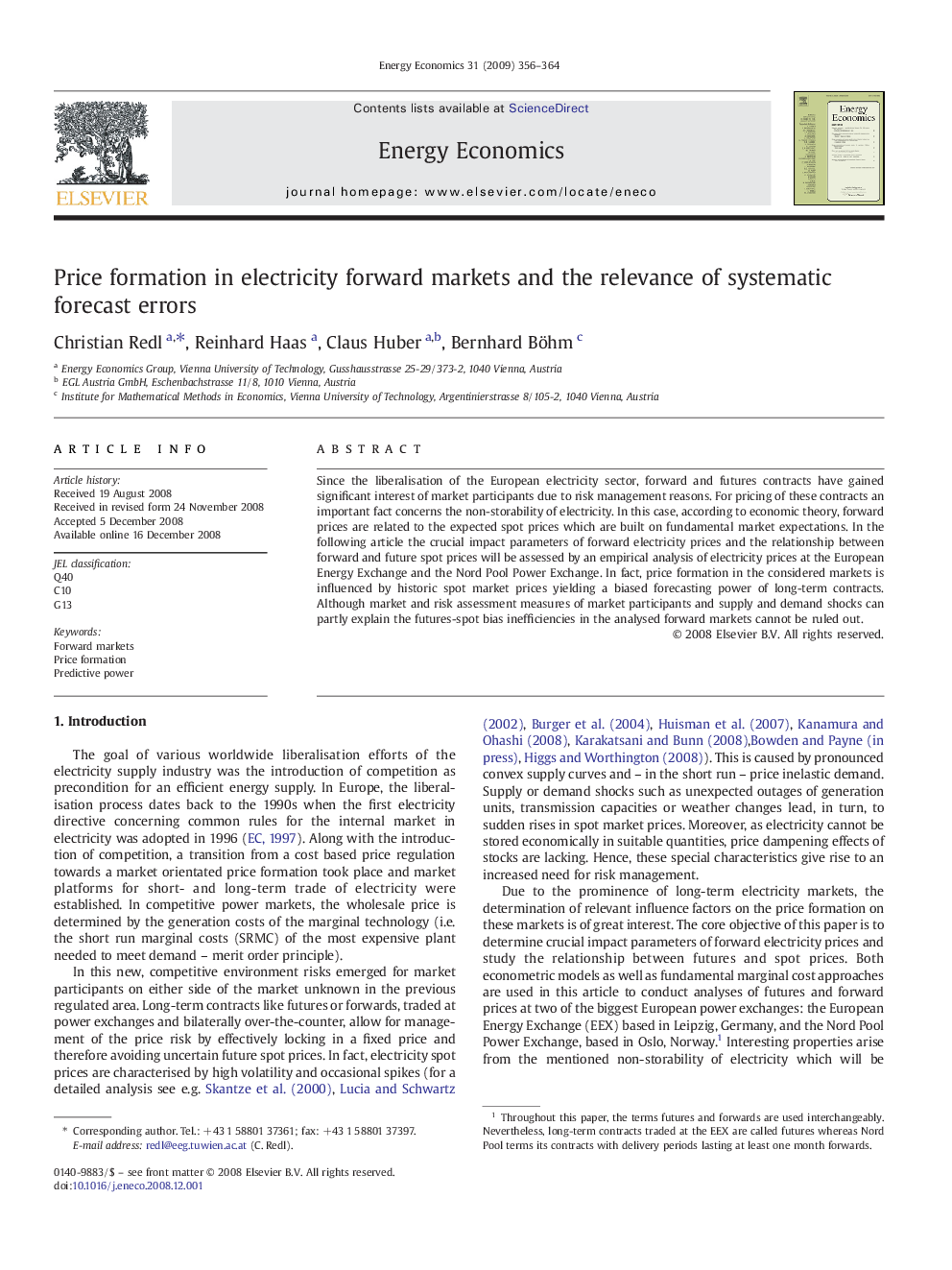 Price formation in electricity forward markets and the relevance of systematic forecast errors