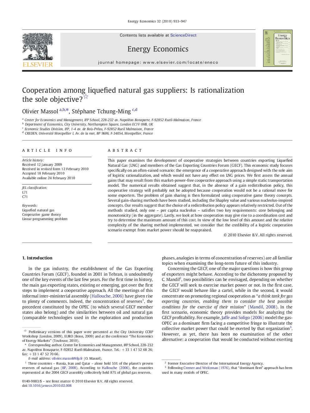 Cooperation among liquefied natural gas suppliers: Is rationalization the sole objective?