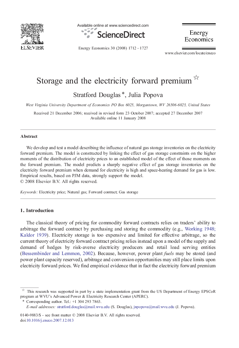 Storage and the electricity forward premium