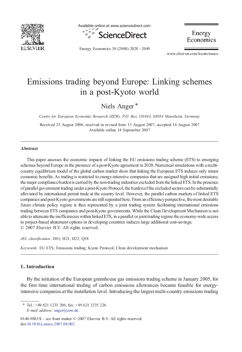 Emissions trading beyond Europe: Linking schemes in a post-Kyoto world