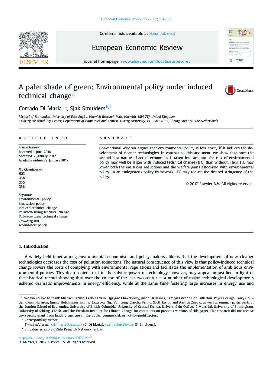 A paler shade of green: Environmental policy under induced technical change