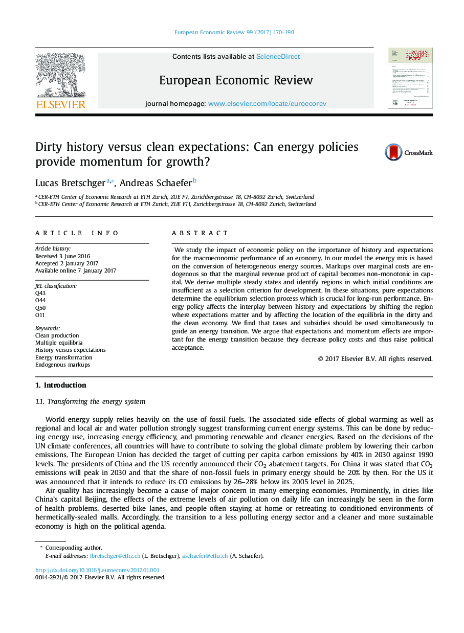 Dirty history versus clean expectations: Can energy policies provide momentum for growth?