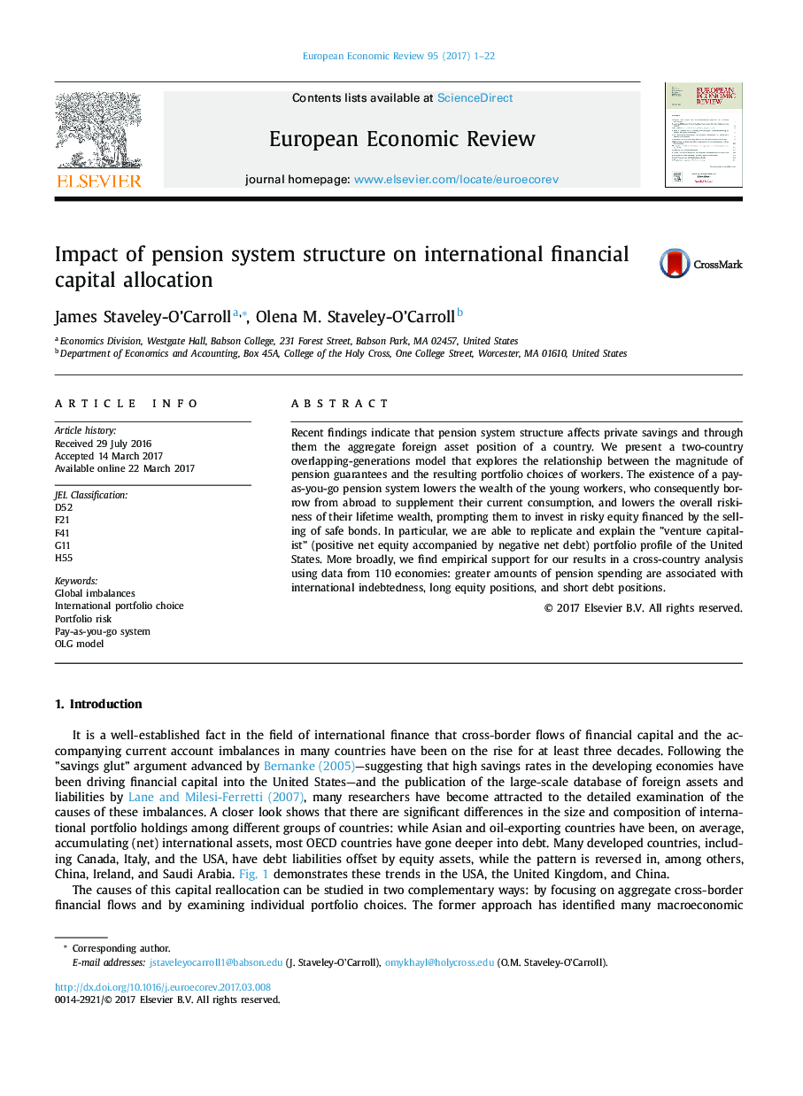 Impact of pension system structure on international financial capital allocation