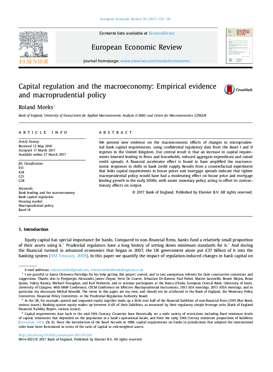 Capital regulation and the macroeconomy: Empirical evidence and macroprudential policy